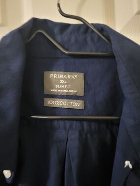 Primark 2XL Slim Fit Shirt - Navy Blue